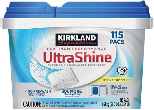 Kirkland Lavavajillas Ultrashine Detergente 115 Piezas