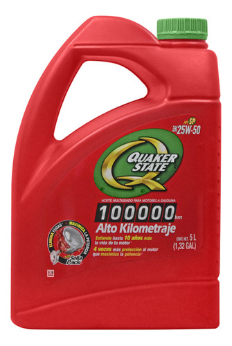 Aceite Motor 25w50 Alto Kilometraje Garrafa 5 L Quaker State