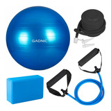 Set Pelota Yoga Esferodinamia + Ladrillo Bandas Inflador Gym