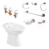 Juego Bidet Roca + Grifería Peirano + Set Accesorios 6 Aq