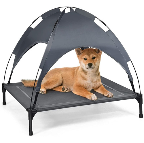 Cama Elevada Para Perros Con Dosel Extraible, Tela Transpir