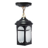 Farol Eco Casita Colgante Negro P/exterior Jardín