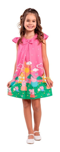 Vestido Infantil Da Peppa Pig Festa Personagens Temático