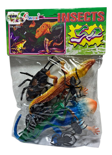 Kit 10 Insetos Lagarto Brinquedo De Borracha Besouro Aranha