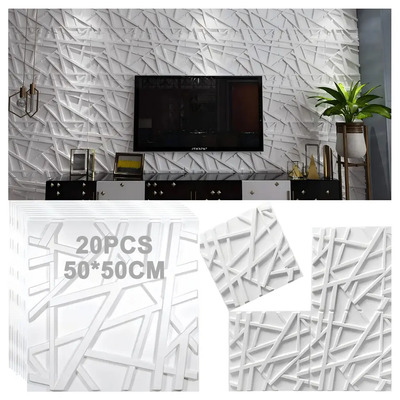 Paneles Decorativos 3D PVC Blanco 50x50cm Banna Para Pared y Techo | Envío gratis