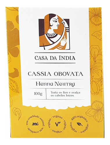 1 Henna Neutra Tratamento Cassia Obovata Natural Casa Índia.