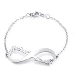 Pulsera Personalizada 2 Nombres Infinito Plata 925