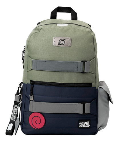 Mochila Naruto Kakashi Con Porta Laptop Edición Especial Color Verde Musgo