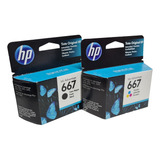 Kit Cartucho Tinta Original Hp 667 Preto/colorido 2376 2776