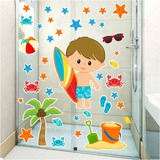 Adesivo Infantil Para Box De Banheiro Menino Praia - Mp005