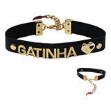 Gargantilha Choker Estilo Coleira Com Nome Personalizada Cor