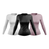 Kit 3 Camisas Feminina Com Proteção Uv 50 Blusa Manga Longa 