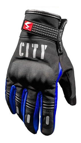 Guantes City Moto Softshell Termico Tactil Resiste Azul Top