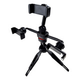 Tripé Para Celular E Tablet 3 Clips Selfie 360° Ajustável Cor Preto