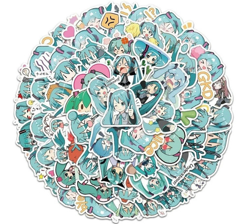 Miku Hatsune - Set De 50 Stickers / Calcomanias / Pegatinas