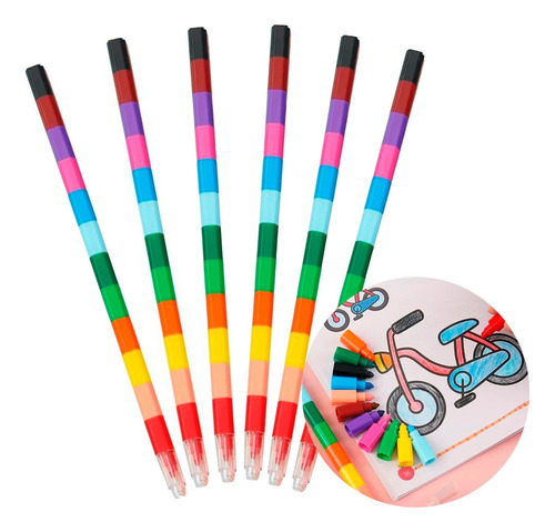 72 Crayolas Apilables Lapicero Colorear Dibujo Niños Escolar