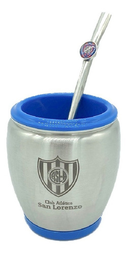 Mate De Acero Y Bombilla Con Grabado San Lorenzo