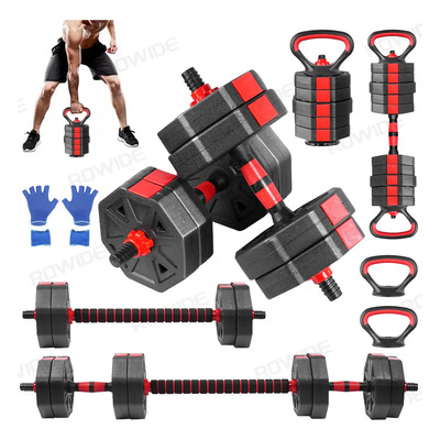 Rowide Juego Mancuernas Ajustables 15 Kg Incluye Barra y Pesas Hexagonales | Envío gratis