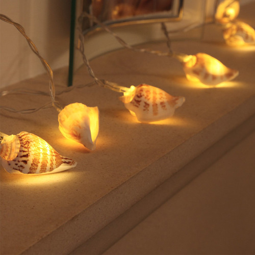 Guirnalda De Luces Sea Shell, 1,2 M, 10 Led, Rayas Náuticas