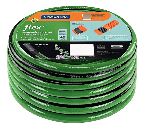 Mangueira Flex Tramontina Verde C/faixa Preta Em Pvc 25m 4cm