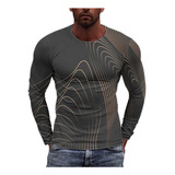 Camiseta Casual Con Estampado Geométrico Para Hombre, Camisa