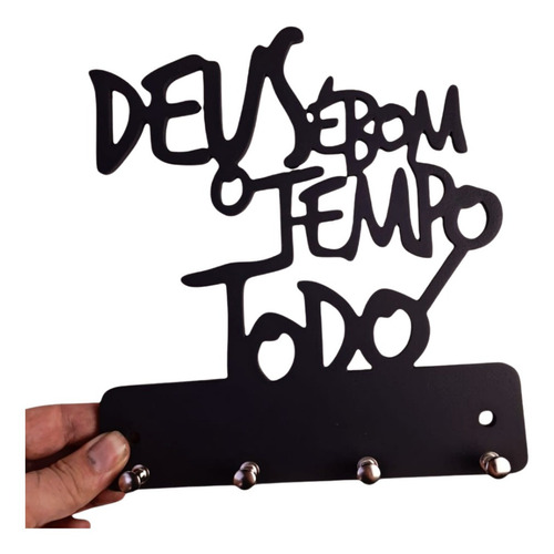 Pendurador Chaves Madeira Deus É Bom Mdf Porta Decoração