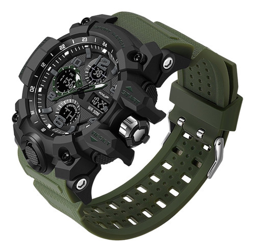 Relógio Digital Original Militar Esportivo Tático Shock Led Cor Da Correia Verde