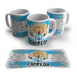 Taza Cerámica 11 Oz Catar 22 Messi Argentina Campeon