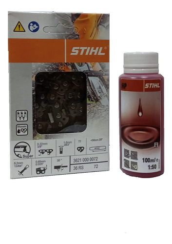 Cadena Stihl 3/8 1.3 Para Ms 180/210 + Aceite Stihl 100cc 