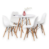 Kit De Jantar Mesa Redonda Eames 70cm + 4 Cadeiras Eames