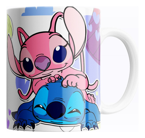 Taza De Café Stitch Love Amor Parejas 325ml