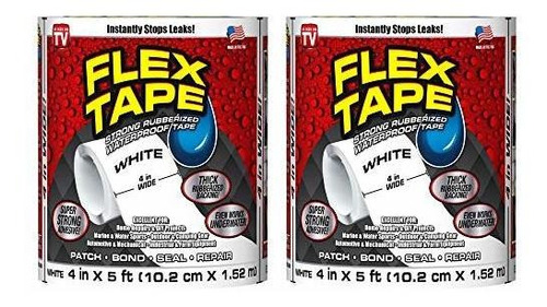 Cinta Flex De Goma Cinta Impermeable, 4  X 5' , White (2 Pac