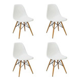 Jogo Conjunto 4 Cadeiras Charles Eames Wood Design Eiffel Pt Cor Da Estrutura Da Cadeira Branco