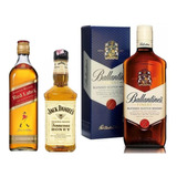Jack Daniel's Mel 375ml+ Red Label 500ml+ Ballantine's 750ml