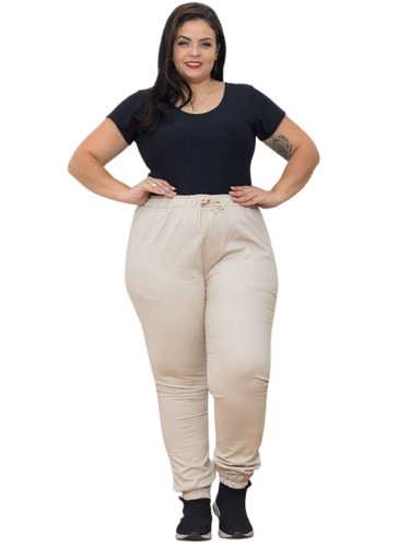 Calça Jogger Feminina Sarja Premium Plus Size Ajustável