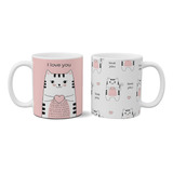 Taza De Cerámica  Gatos I Love You Super Delicada Importada