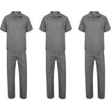 Kit 3 Conjunto Camisa 100% Algodão + Calça Brim Profissional