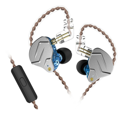 Fone De Ouvido In-ear Gamer Kz Auriculares Con Cable Zsn Pro With Mic Azul