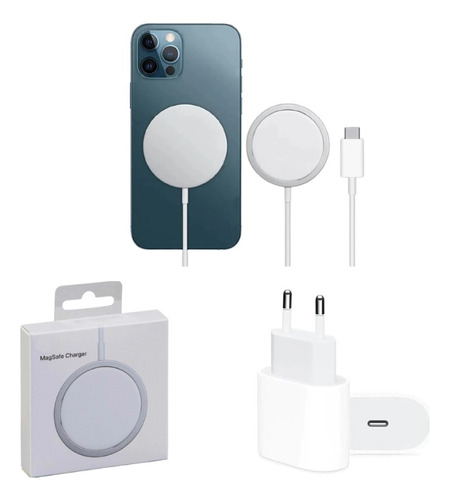 Kit Carregador Indução + Fonte 20 W Para iPhone 11 12 13 14 