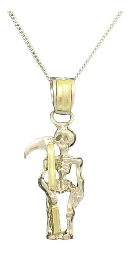 Cadena Con Dije San La Muerte Plata Y Oro (d048)