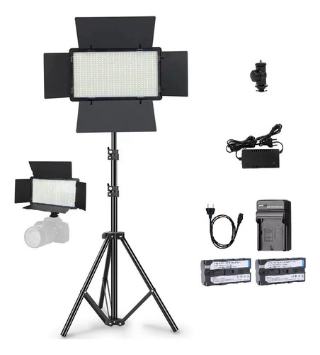 Iluminador De Led Painel U800+fonte+2bateria+carreg+tripe 2m