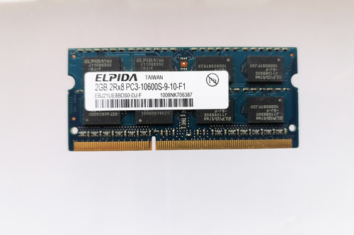 Memoria Ram Elpida 2gb 2rx8 Pc3 10600s-9-10-f1 Ddr3 Laptop