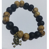 Pulsera Artesanal Madera/bisuteria Y Dije