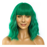 Lanice Peluca Verde Para Mujer, Pelucas Cortas Estilo Bob Co