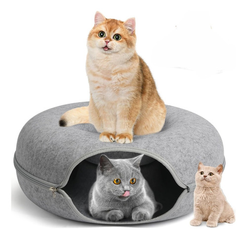 Cama Tunel Para Gatos Con Cremallera Tipo Donut Mascotas L