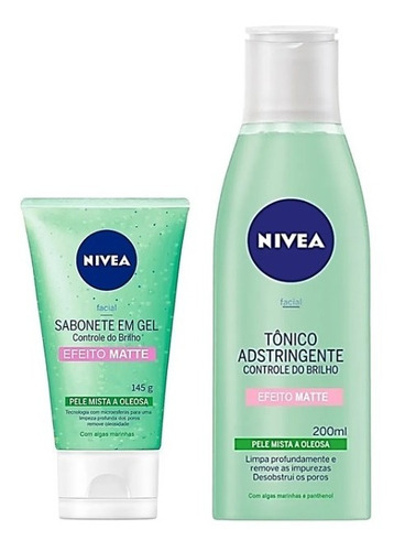 Kit Nivea Efeito Matte _ Sabonete Gel + Tônico Adstringente