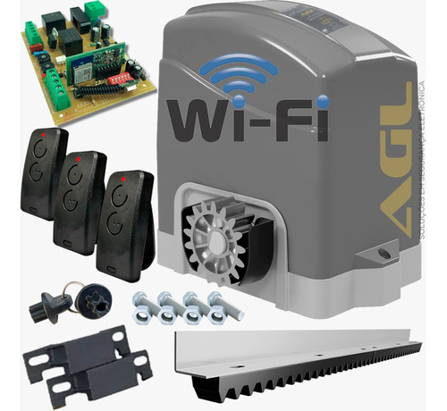 Kit Motor Portão Eletrônico Wifi App Via Celular 4m 3c