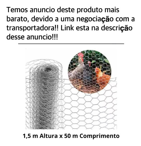 Tela Para Galinheiro Galvanizada Cercado Horta 1,5x50m Rolo