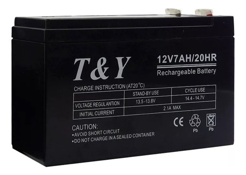 Batería Repuesto T&y Recargable De Gel 12volt 7 Amperes