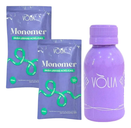 Kit Vólia 2x Monomer Líquido Unhas Acrílicas + Frasco Eco